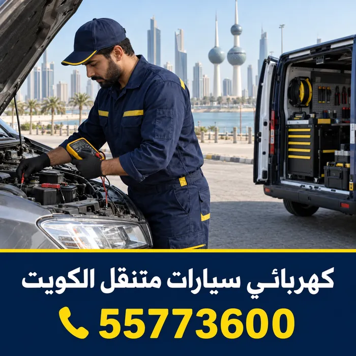 كهربائي سيارات متنقل الكويت يفحص كهرباء السيارة بجهاز قياس