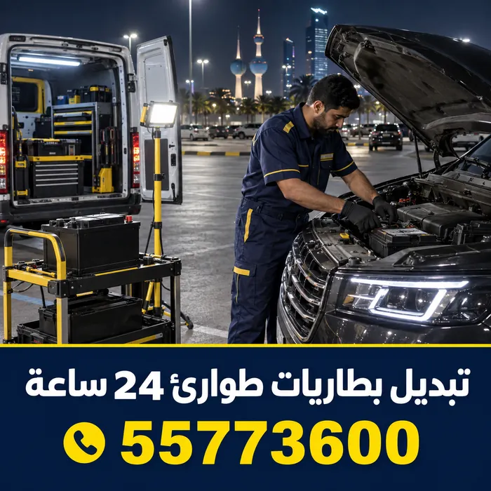 تبديل بطاريات طوارئ 24 ساعة بإضاءة عمل ليلاً